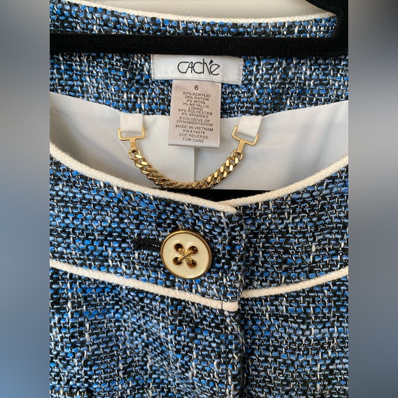 Cache Blue Blazer Jacket Size 6 - Picture 5 of 11